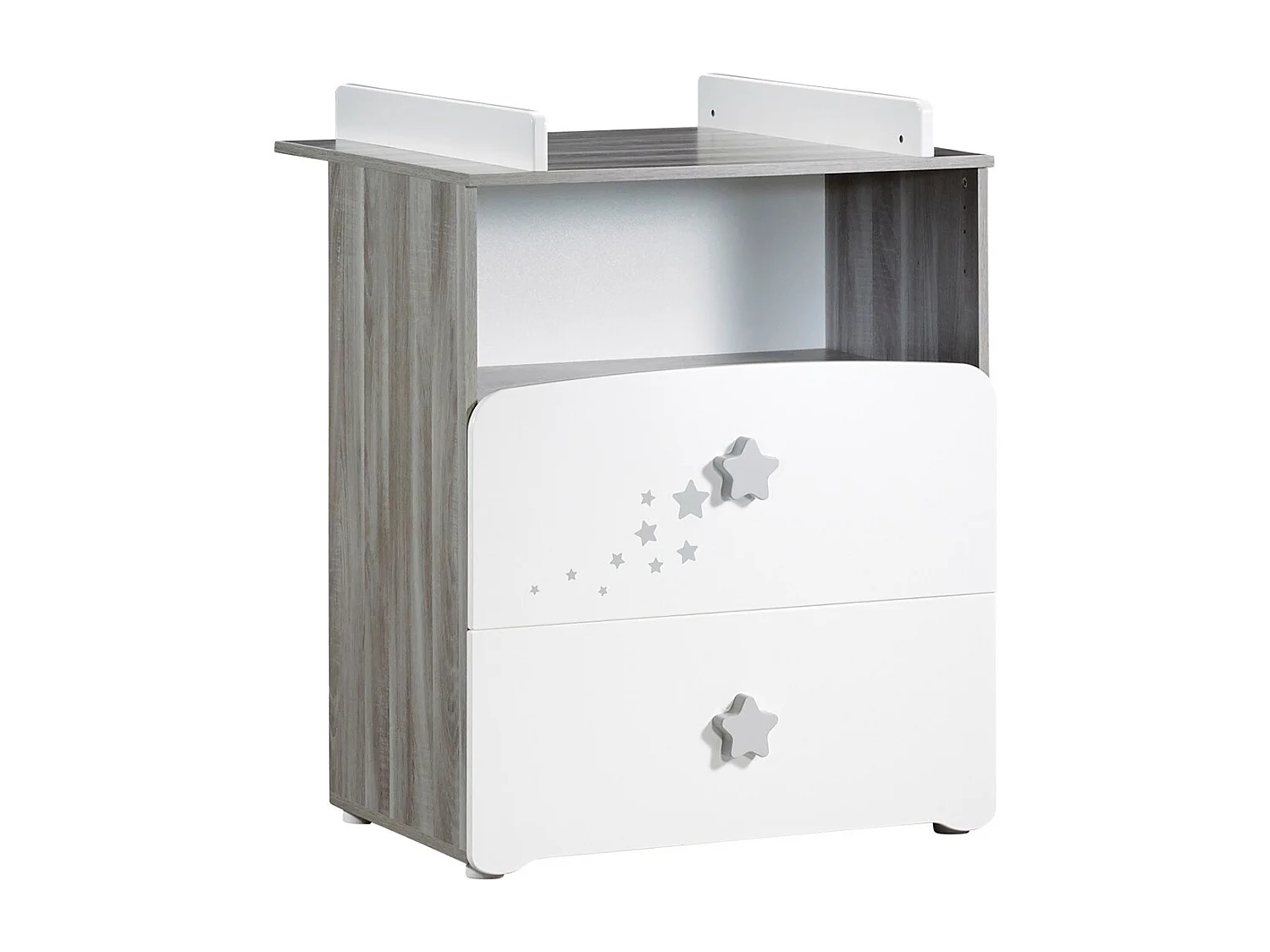 Commode à langer et 1 niche en bois blanc NAO - BabyPrice