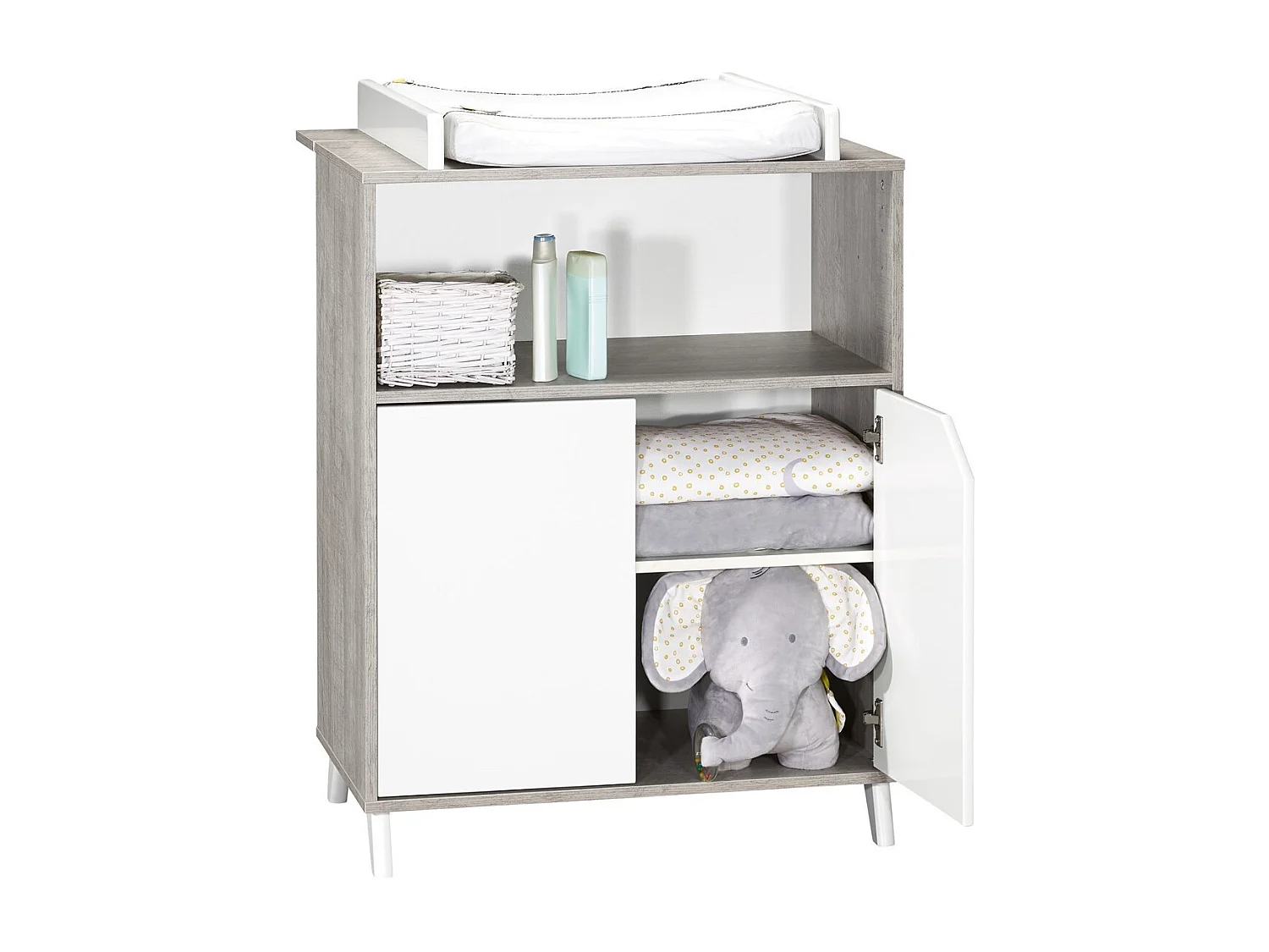 Commode à langer bébé en bois SCANDI - BabyPrice