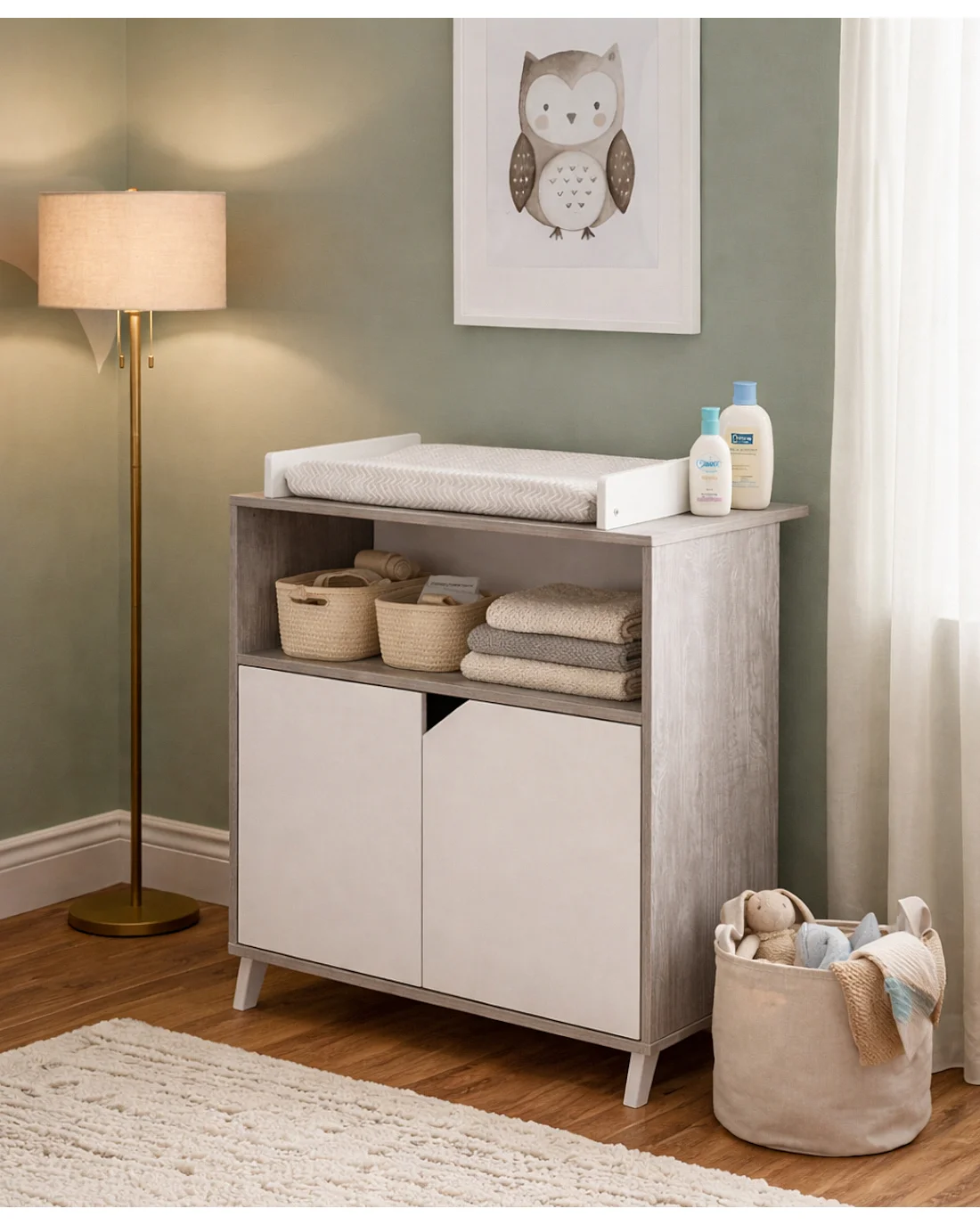 Commode à langer bébé en bois SCANDI - BabyPrice