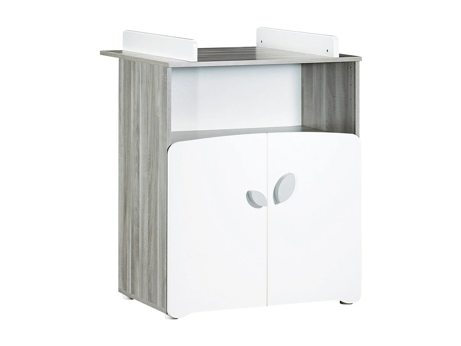 Commode à langer 2 portes 97x76x66cm en bois gris LEAF - BabyPrice