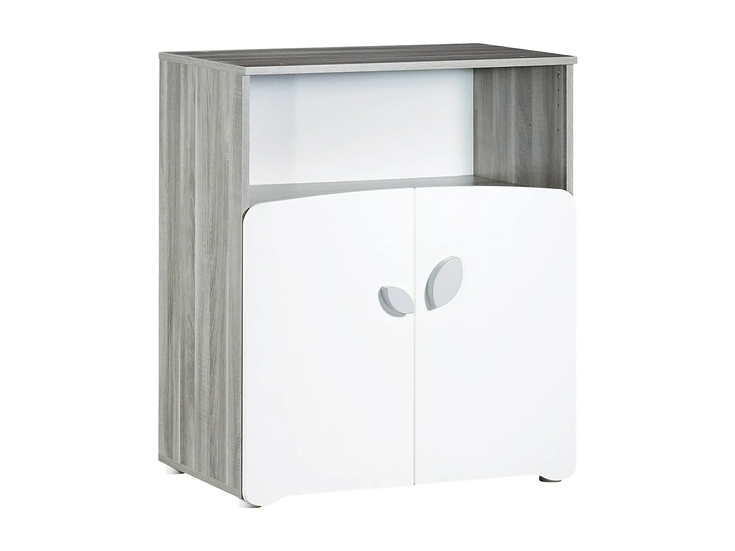 Commode à langer 2 portes 97x76x66cm en bois gris LEAF - BabyPrice