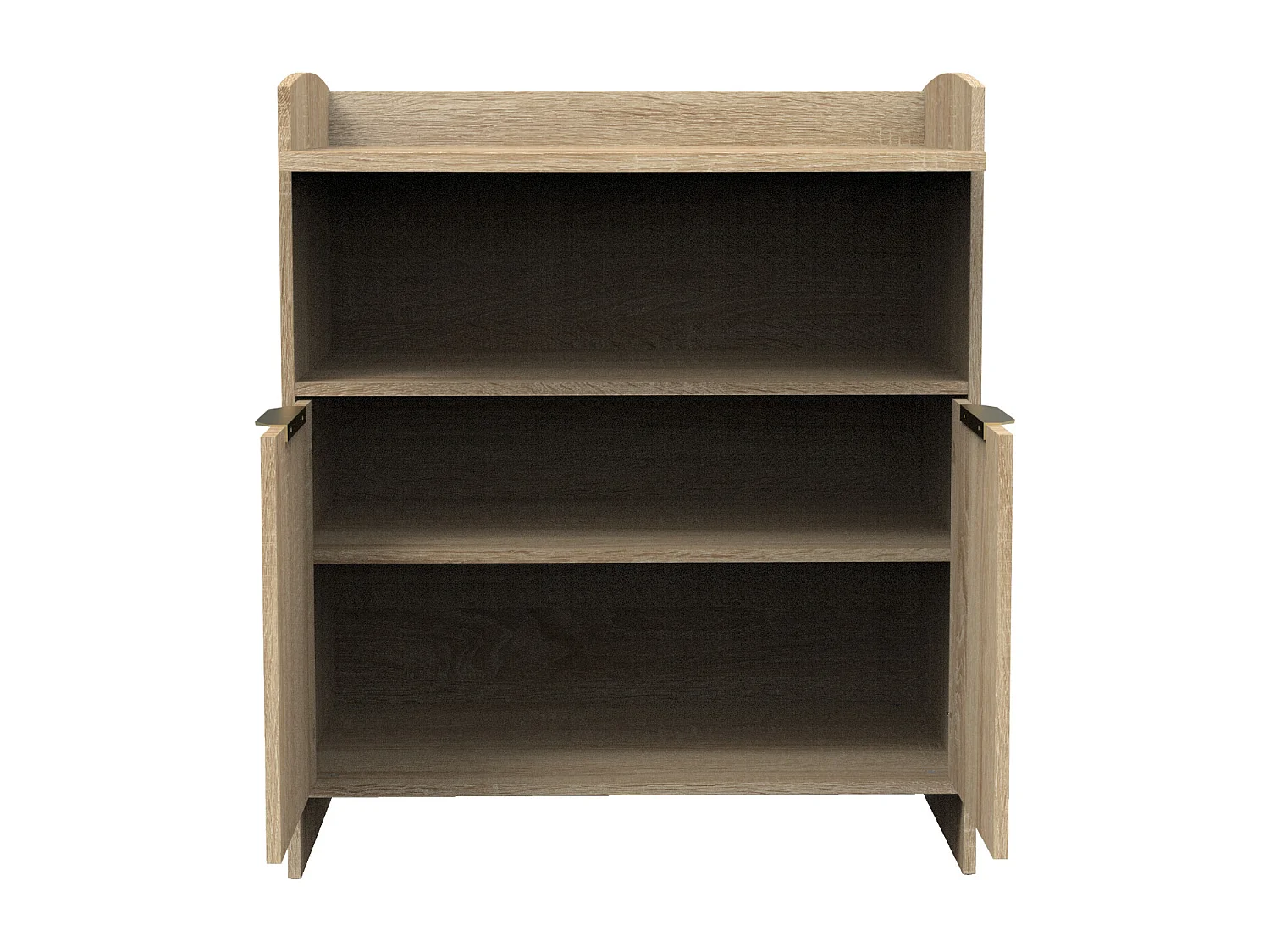 Commode à langer 2 portes et une niche avec poignées dorées décor chêne doré AZUR - Sauthon