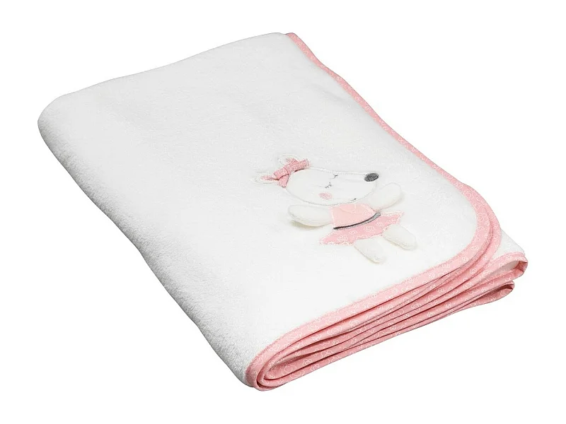 Couverture bébé 75X100cm en velours blanc LILIBELLE - Sauthon