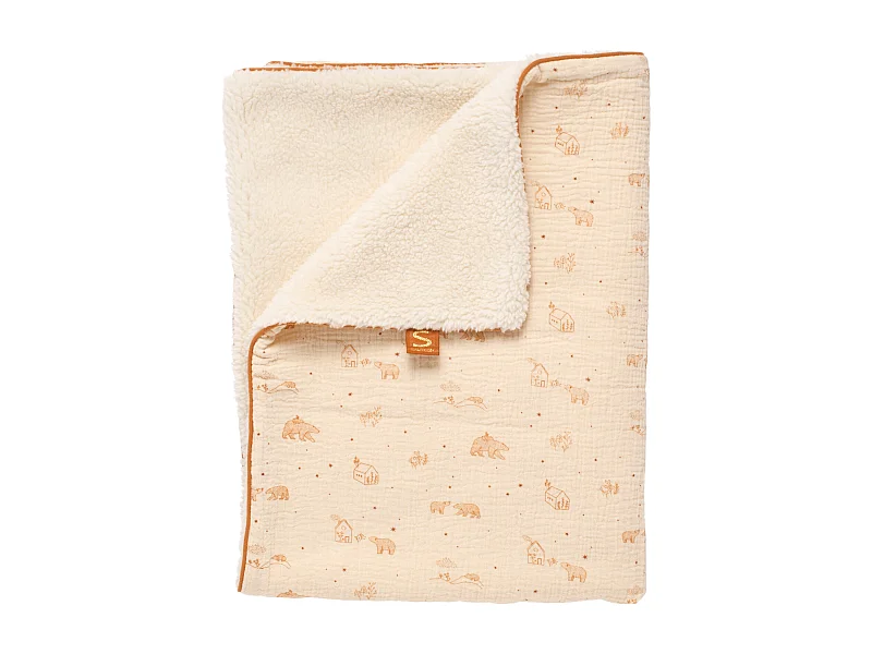 Couverture bébé 75x100cm en sherpa beige ORSINO - Sauthon