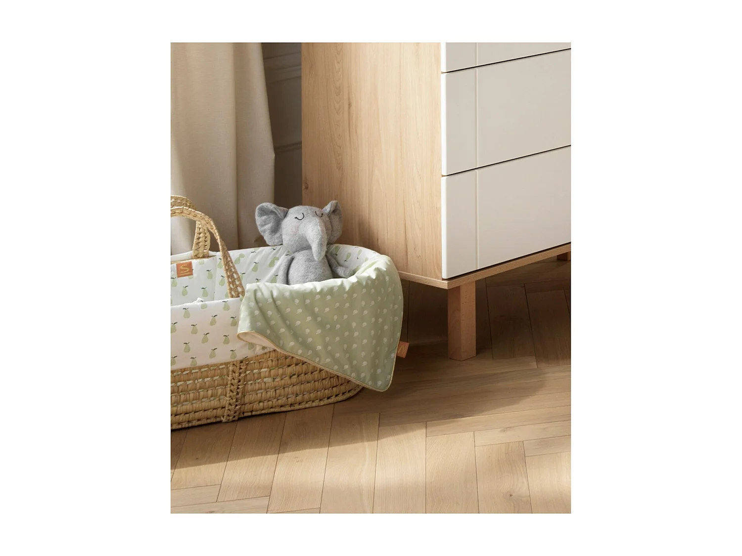 Couverture 75x100 cm en coton Vert tilleul BOTANICA - Sauthon