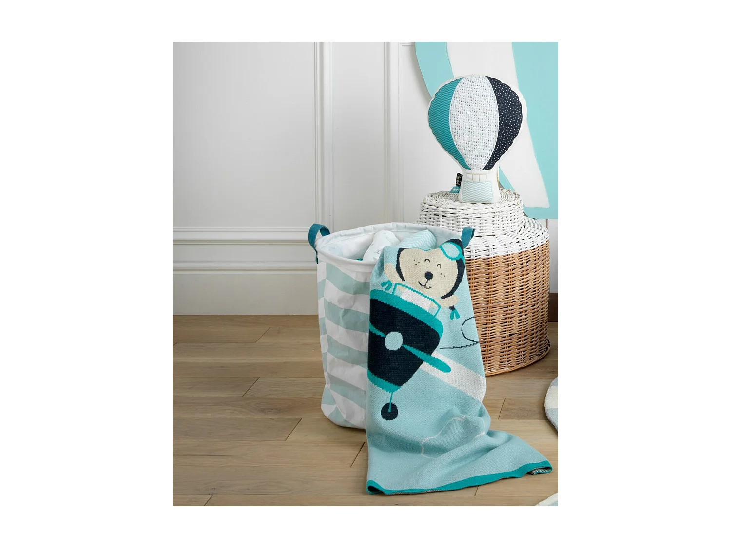 Manta de punto 100x80cm en algodón azul