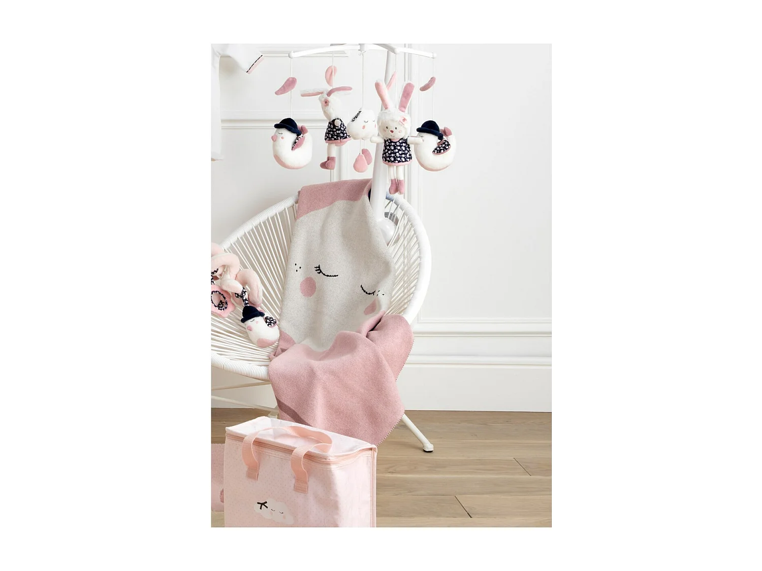 Coperta in maglia di cotone rosa 100x80 cm