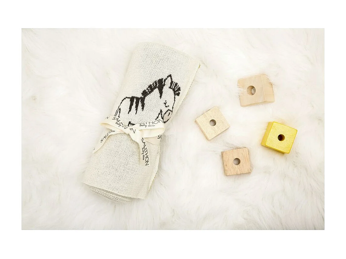 Coperta a maglia 80x100cm in cotone beige