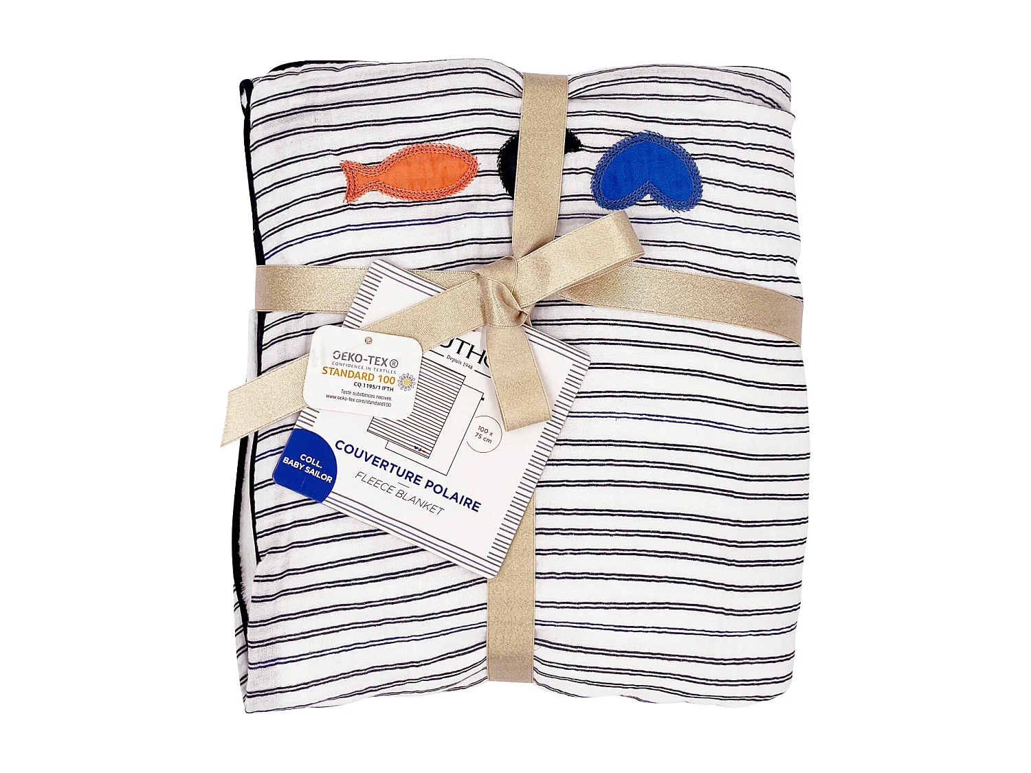 Coperta per neonati 75x100cm in garza di cotone e pile da marinaio