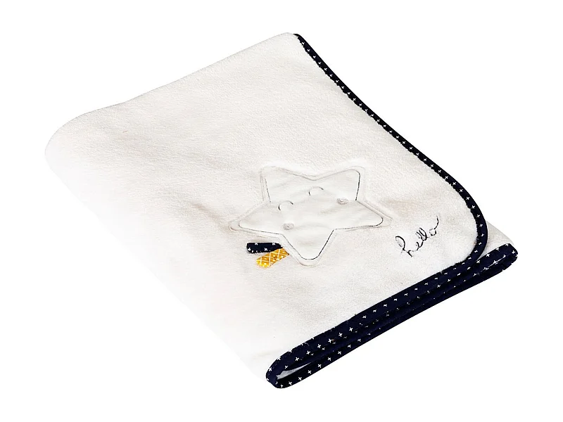 Couverture 75x100 en polyester blanc HELLO - Sauthon