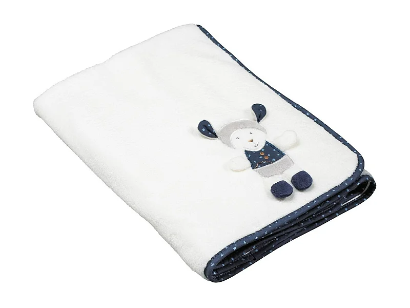 Couverture bébé 75X100cm en velours blanc MERLIN - Sauthon