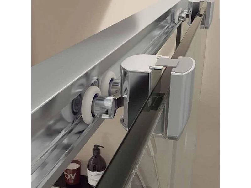 Mampara De Ducha Angular Negro F2 - Anti - Cal 1 Fija + 1 Corredera + Lateral Fijo - 80x150cm