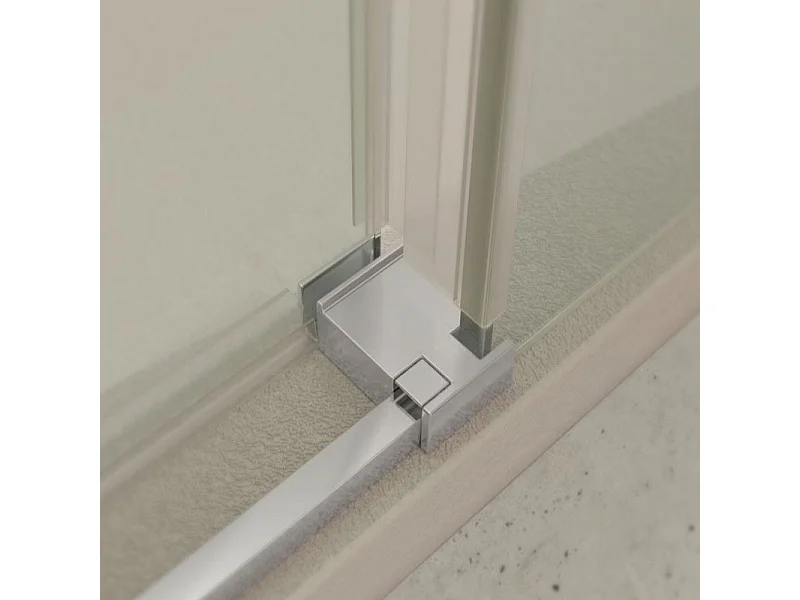 Mampara Frontal F1 - 2 Fijo + 2 Corredera Perfil Negro - Plata Cromo 195cm