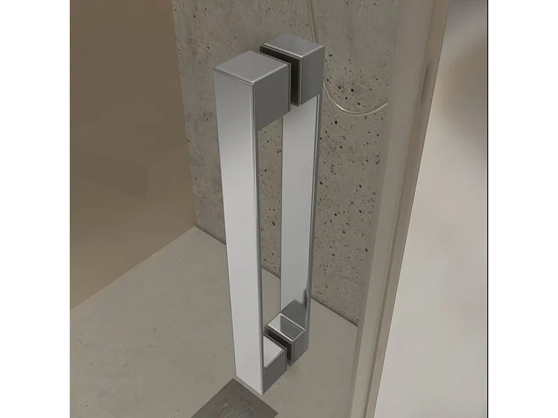 Mampara Frontal F1 - 2 Fijo + 2 Corredera Perfil Negro - Plata Cromo 195cm