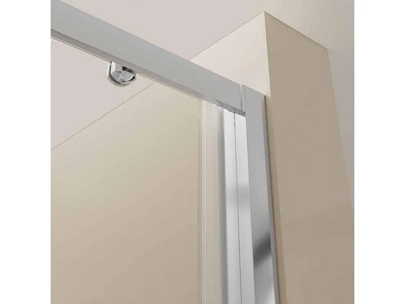 Mampara Frontal F1 - 2 Fijo + 2 Corredera Perfil Negro - Plata Cromo 195cm