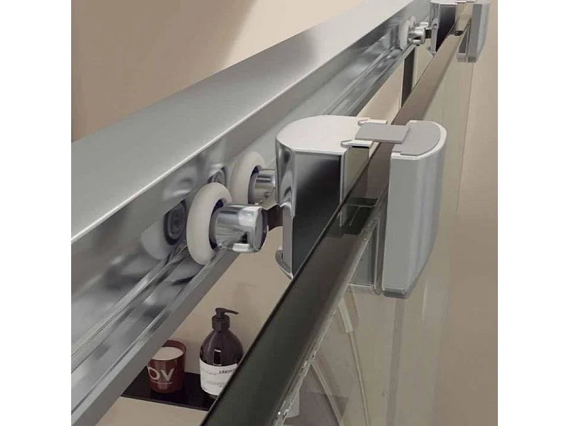 Mampara Frontal F1 - 1 Fijo + 1 Corredera Perfil Negro - 170cm