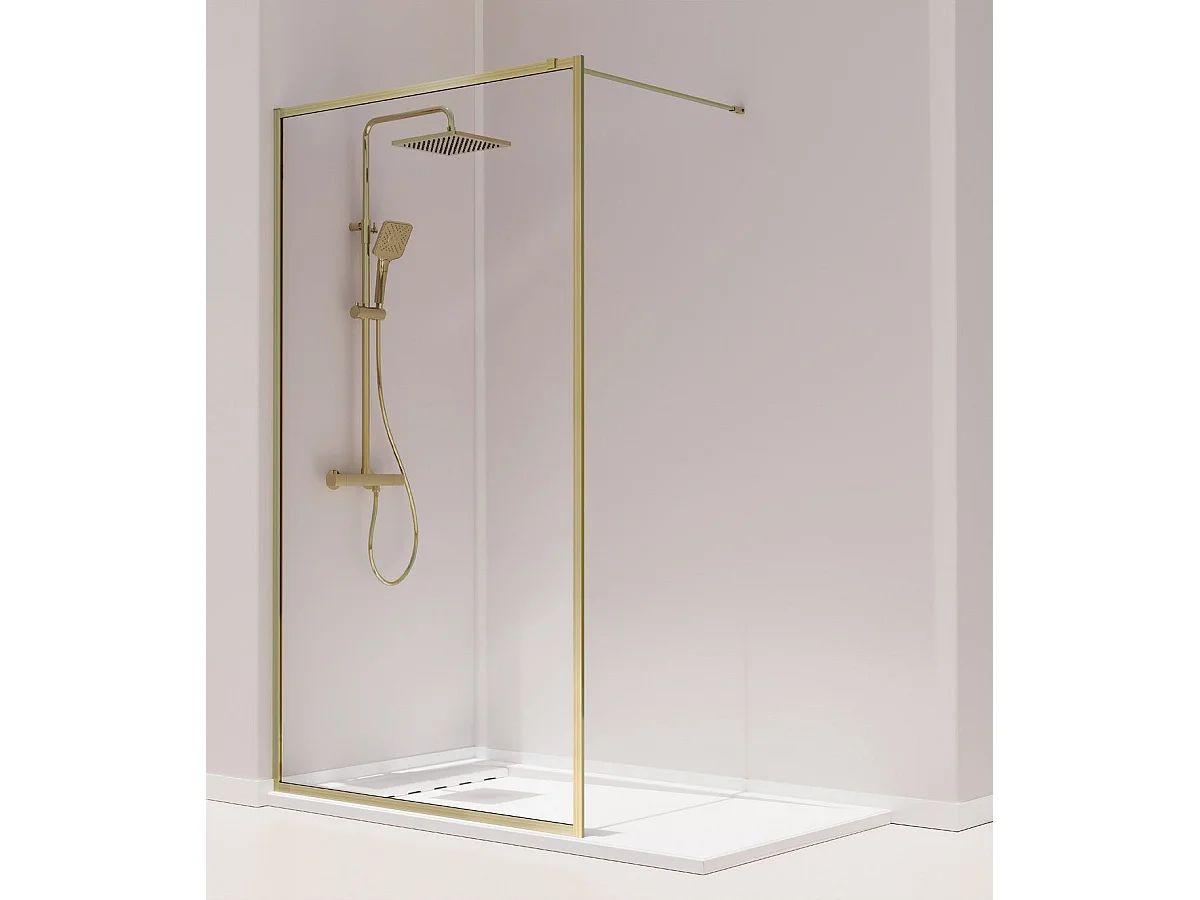 Mampara Ducha Fija Fresh Oro Cepillado - 90cm