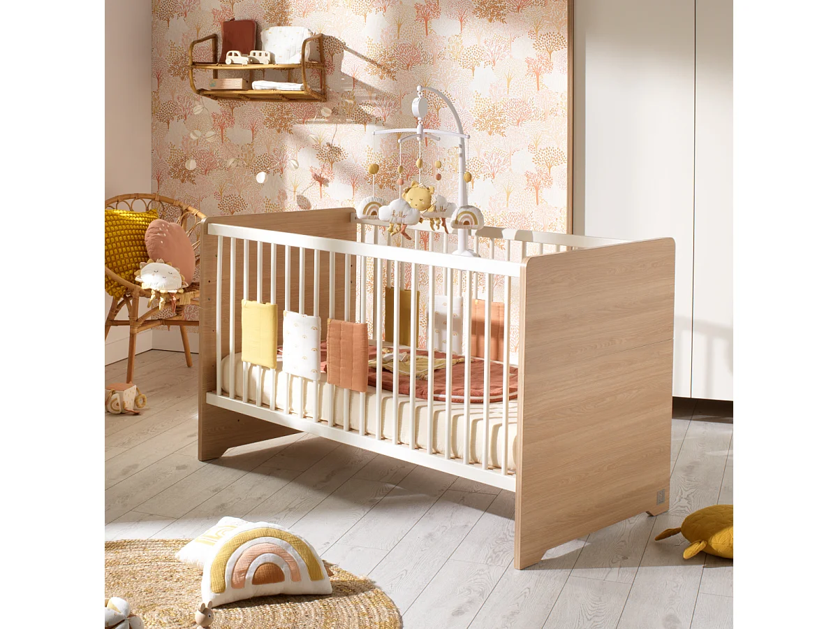 Lit évolutif 140x70 - Little Big Bed en bois décor chêne miel VANILLE - Sauthon