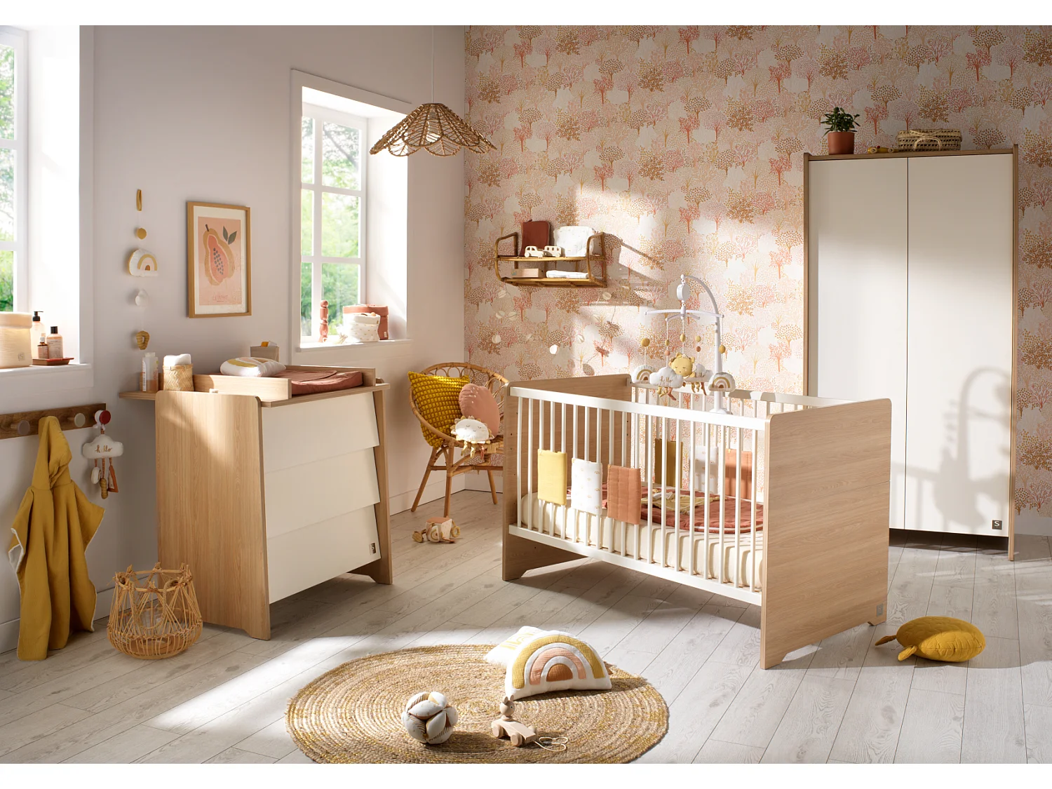 Lit évolutif 140x70 - Little Big Bed en bois décor chêne miel VANILLE - Sauthon