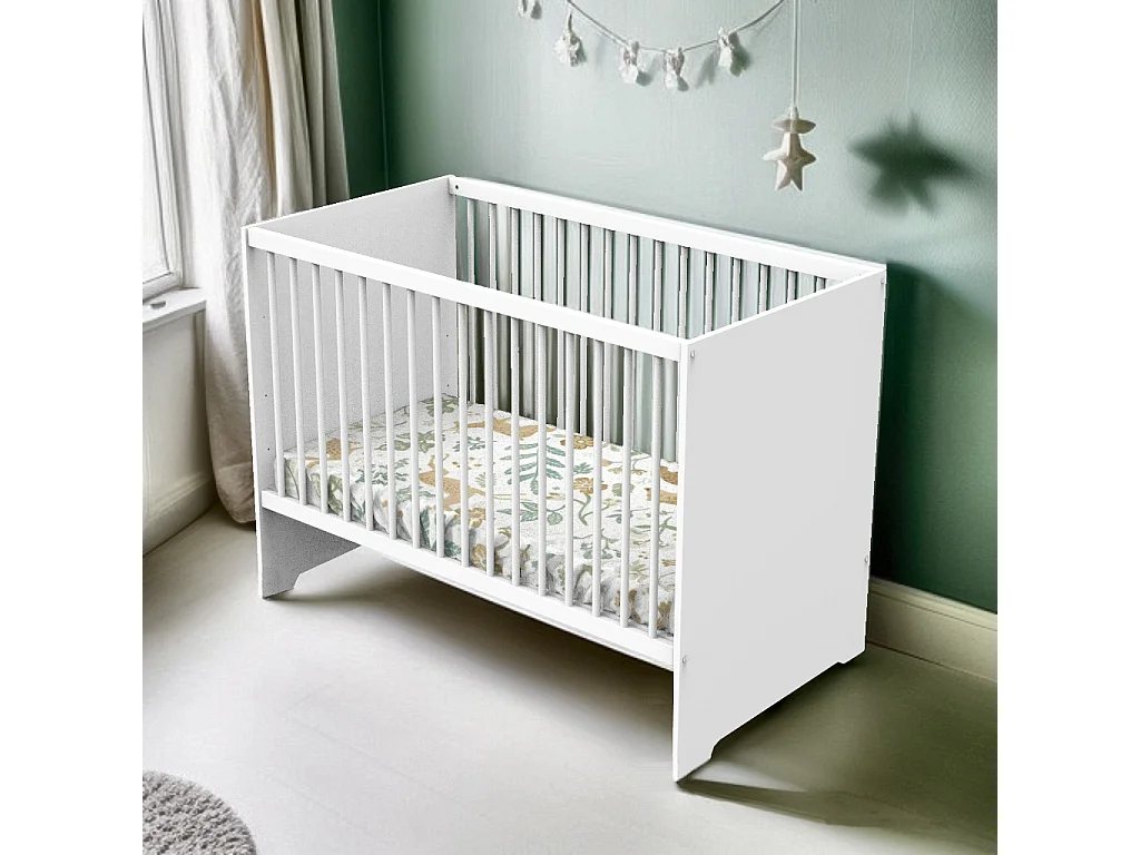 Lit bébé 120 x 60 en bois blanc FIRST - BabyPrice