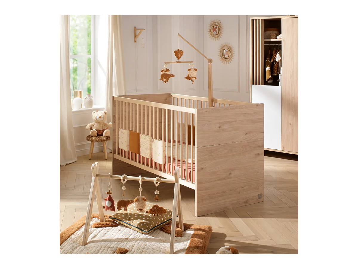 Lit évolutif 140x70 - Little Big Bed en bois décor chêne suave TOKYO - Sauthon
