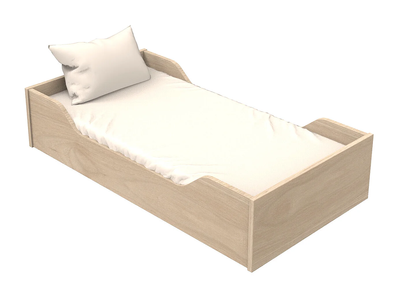 Cama convertible 140x70 - Little Big Bed en madera, decoración roble suave