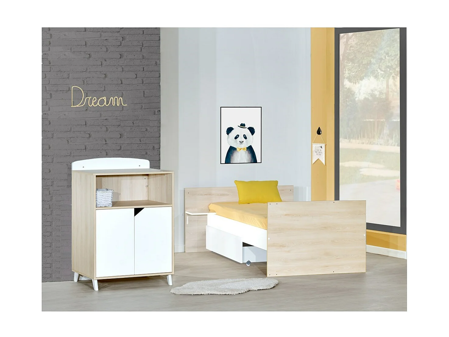 Cama combinada de 120x60, convertible en 90x190 en madera