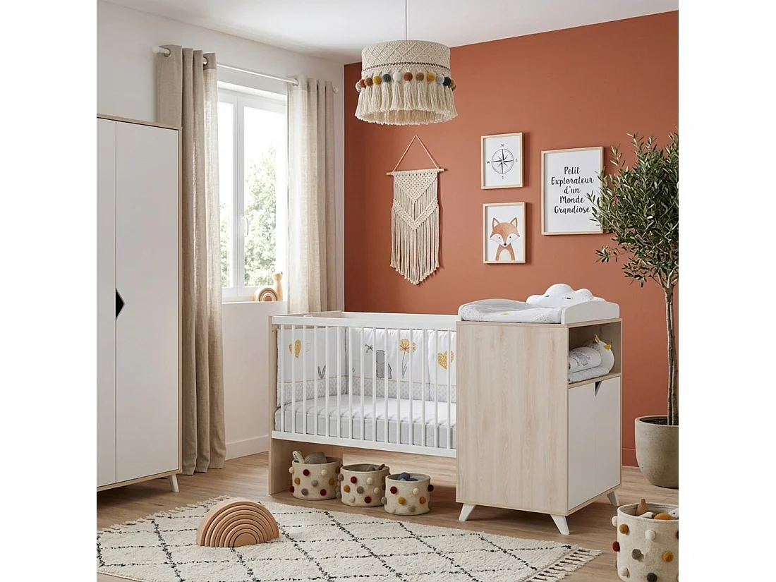 Cama combinada de 120x60, convertible en 90x190 en madera