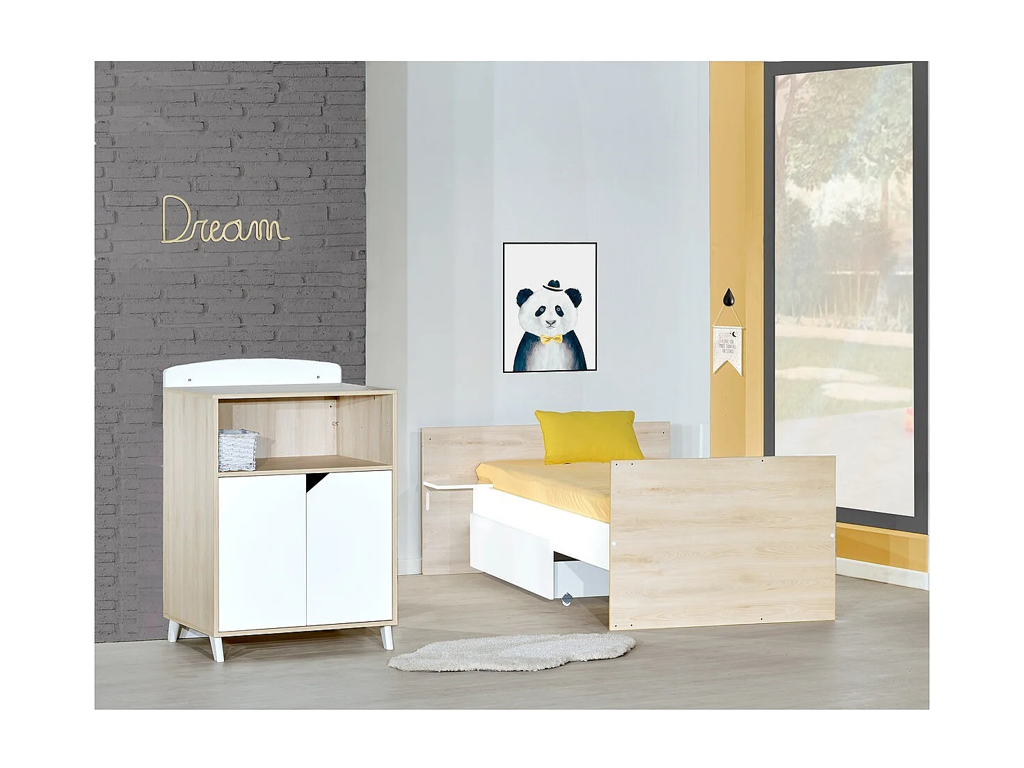 Cama combinada de 120x60, convertible en 90x190 en madera