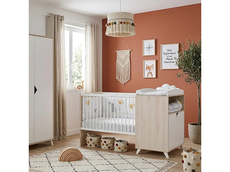 Cama combinada de 120x60, convertible en 90x190 en madera