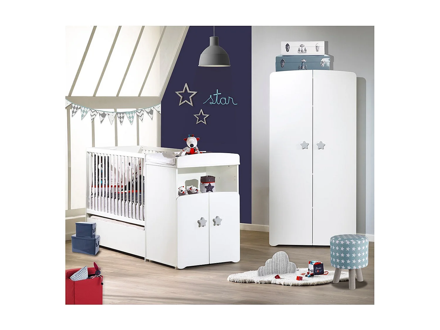 Lit combiné évolutif 120x60 en 90x190 BASIC - BabyPrice