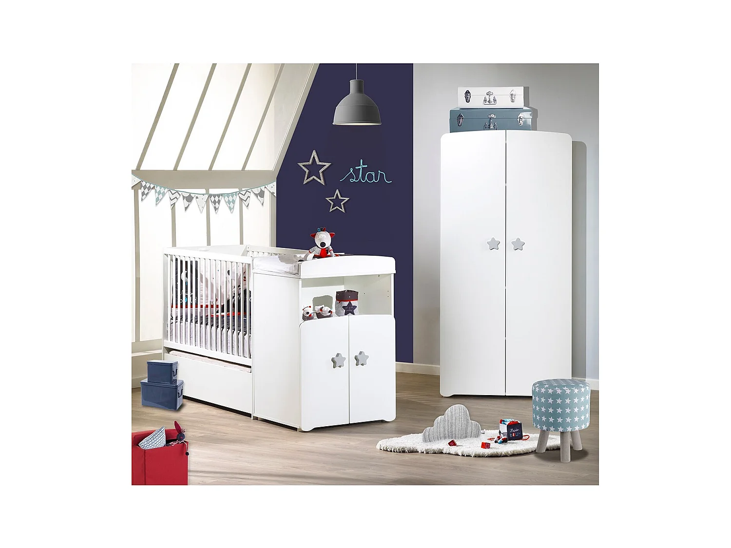 Lit combiné évolutif 120x60 en 90x190 BASIC - BabyPrice