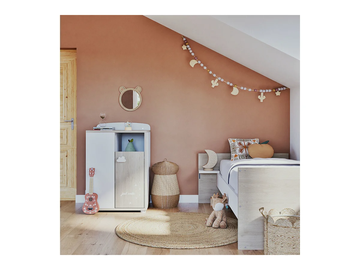 Lit Combiné 120x60 Evolutif en 90x190 en bois SMILE - BabyPrice