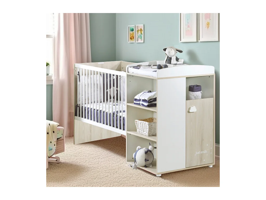 Lit Combiné 120x60 Evolutif en 90x190 en bois SMILE - BabyPrice