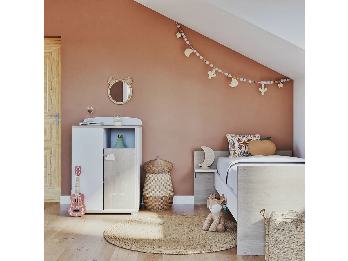 Lit Combiné 120x60 Evolutif en 90x190 en bois SMILE - BabyPrice