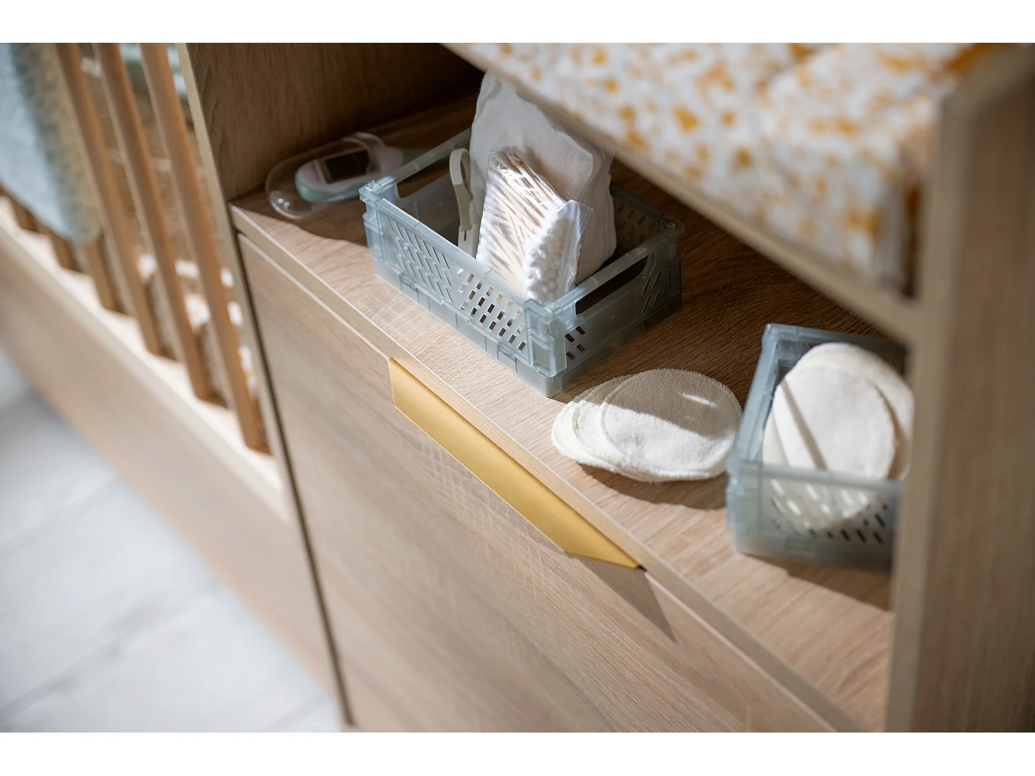 Lit combiné 120x60 évolutif en 90x190 avec porte décor chêne doré AZUR - Sauthon