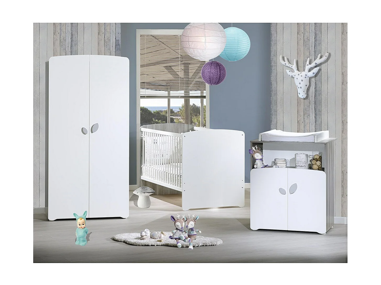 Lit évolutif 140x70 - Little Big Bed en bois gris LEAF - BabyPrice