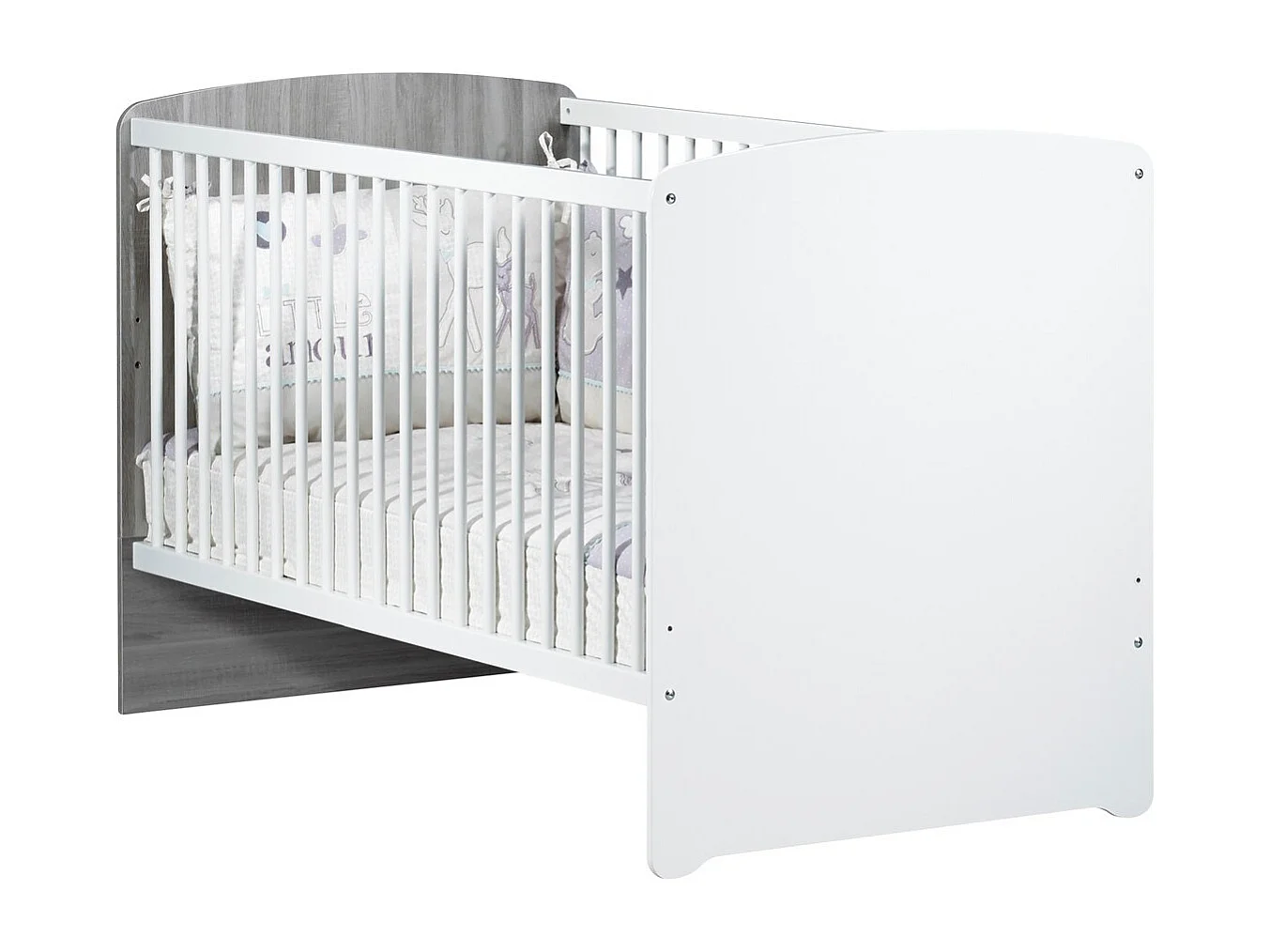 Lit évolutif 140x70 - Little Big Bed en bois gris LEAF - BabyPrice