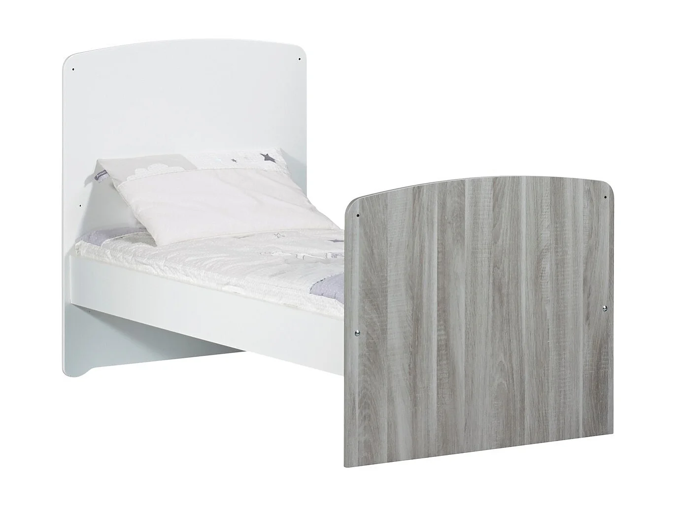 Lit évolutif 140x70 - Little Big Bed en bois gris LEAF - BabyPrice