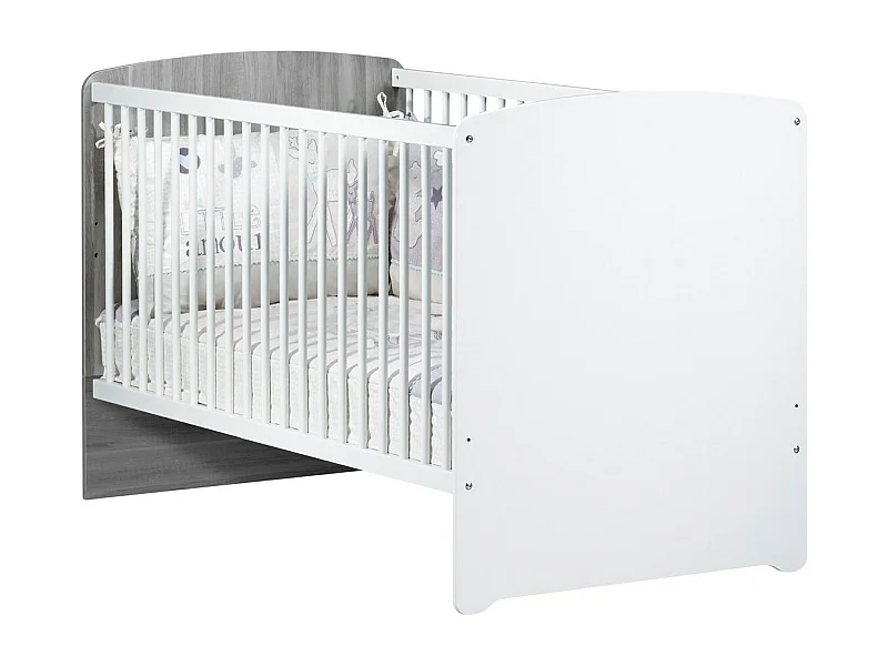 Lit évolutif 140x70 - Little Big Bed en bois gris LEAF - BabyPrice