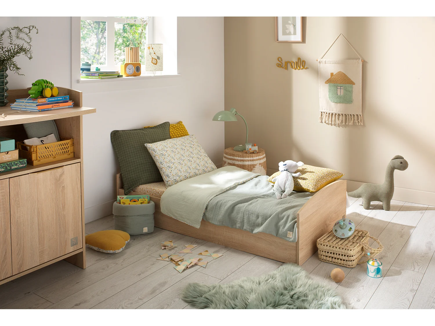 Lit évolutif 140x70 - Little Big Bed en bois décor chêne doré AZUR - Sauthon