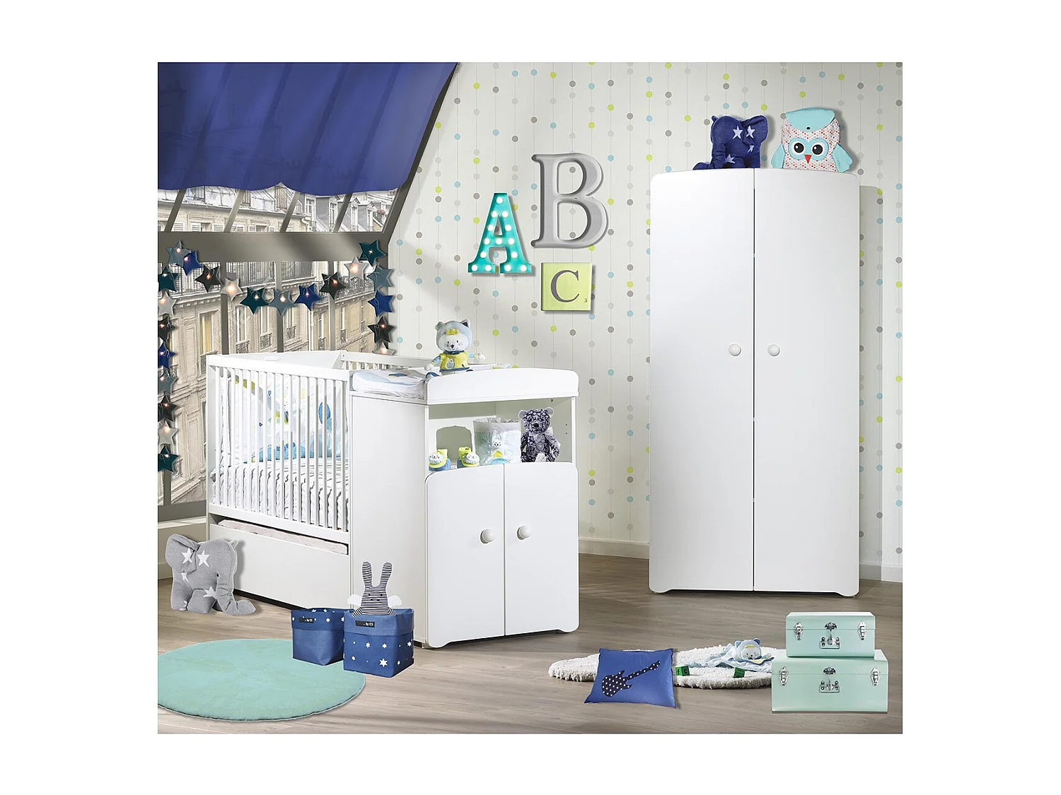 Lit combiné évolutif 120x60 en 90x190 BASIC - BabyPrice