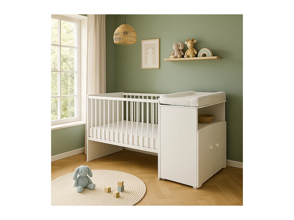 Lit combiné évolutif 120x60 en 90x190 BASIC - BabyPrice