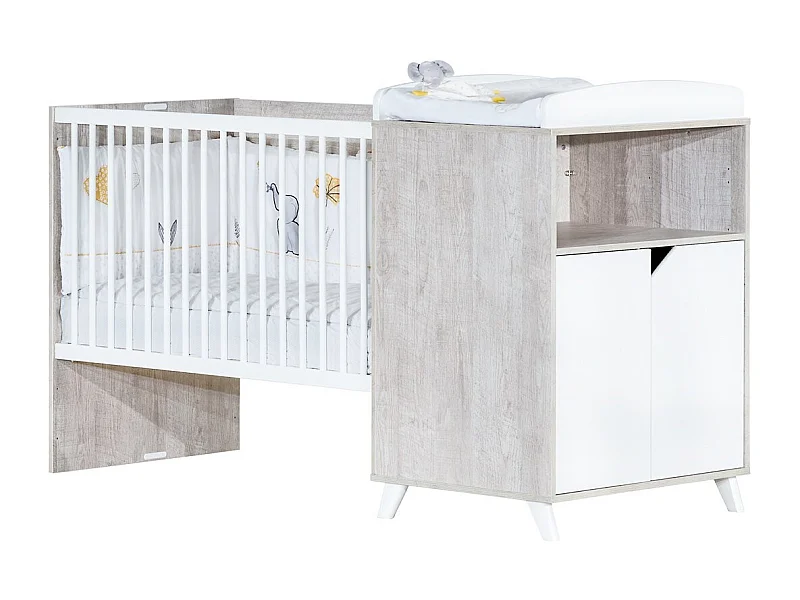 Cama combinada de 120x60, convertible en 90x190 en madera