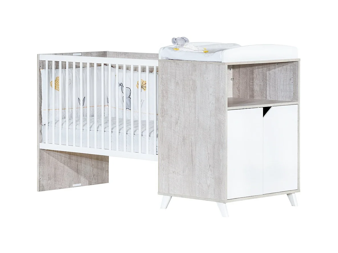 Cama combinada de 120x60, convertible en 90x190 en madera
