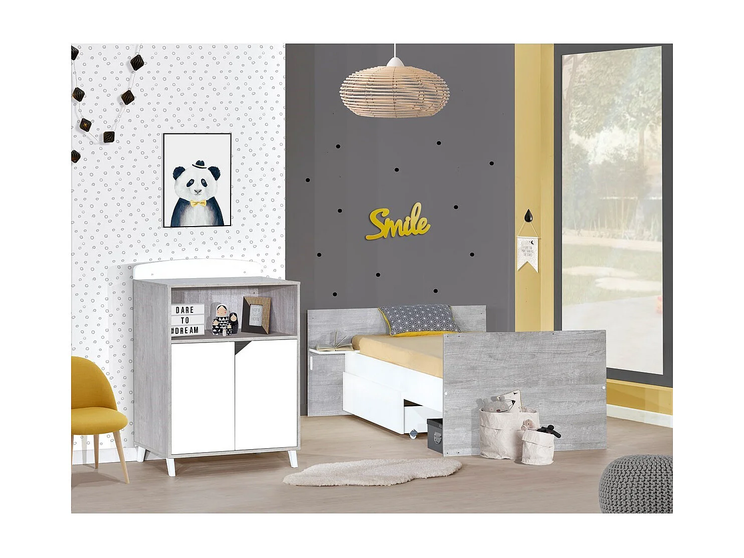 Cama combinada de 120x60, convertible en 90x190 en madera