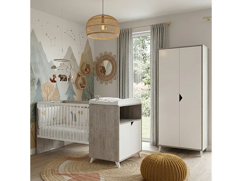 Letto combinato 120x60, convertibile in 90x190 in legno