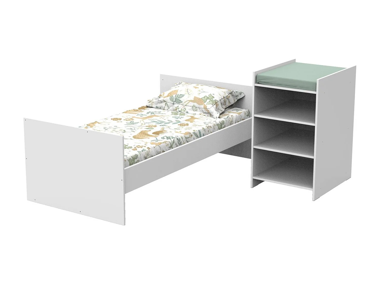 Cuna de madera blanca de 120x60 convertible en 90x190