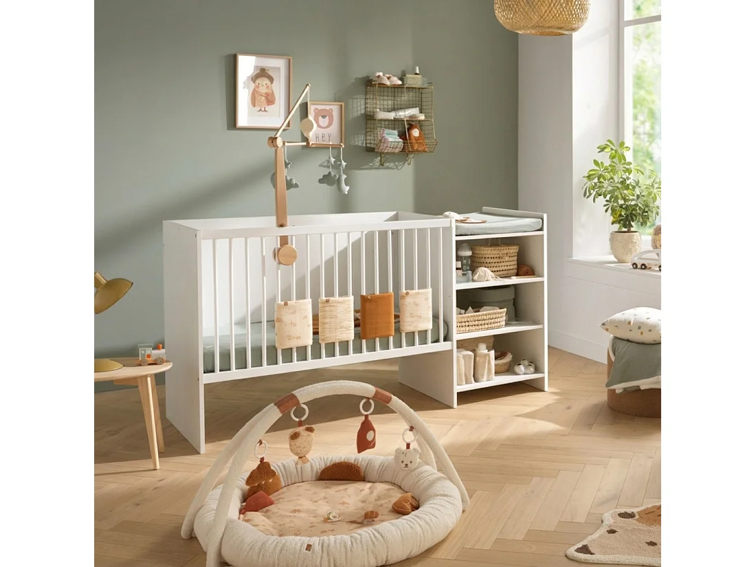 Lettino in legno bianco 120x60 trasformabile in lettino 90x190