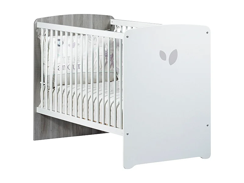 Cuna 120x60 serigrafiada en madera gris